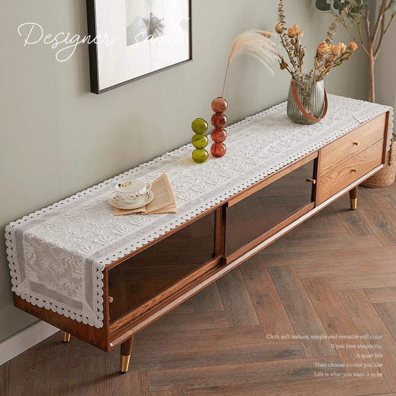 Home Office News - White Lace Luxury Embroider Table runner