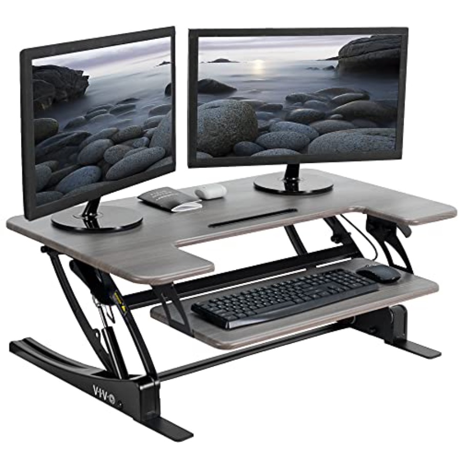Home Office L Shaped Desk - Dark Gray 36 Inch Standing Desk