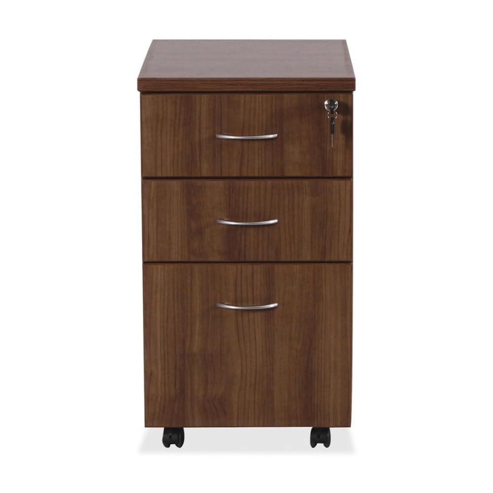 Drawer Pedestal Cabinet - Walnut Freestanding Mobile Pedestal, Office Storage
