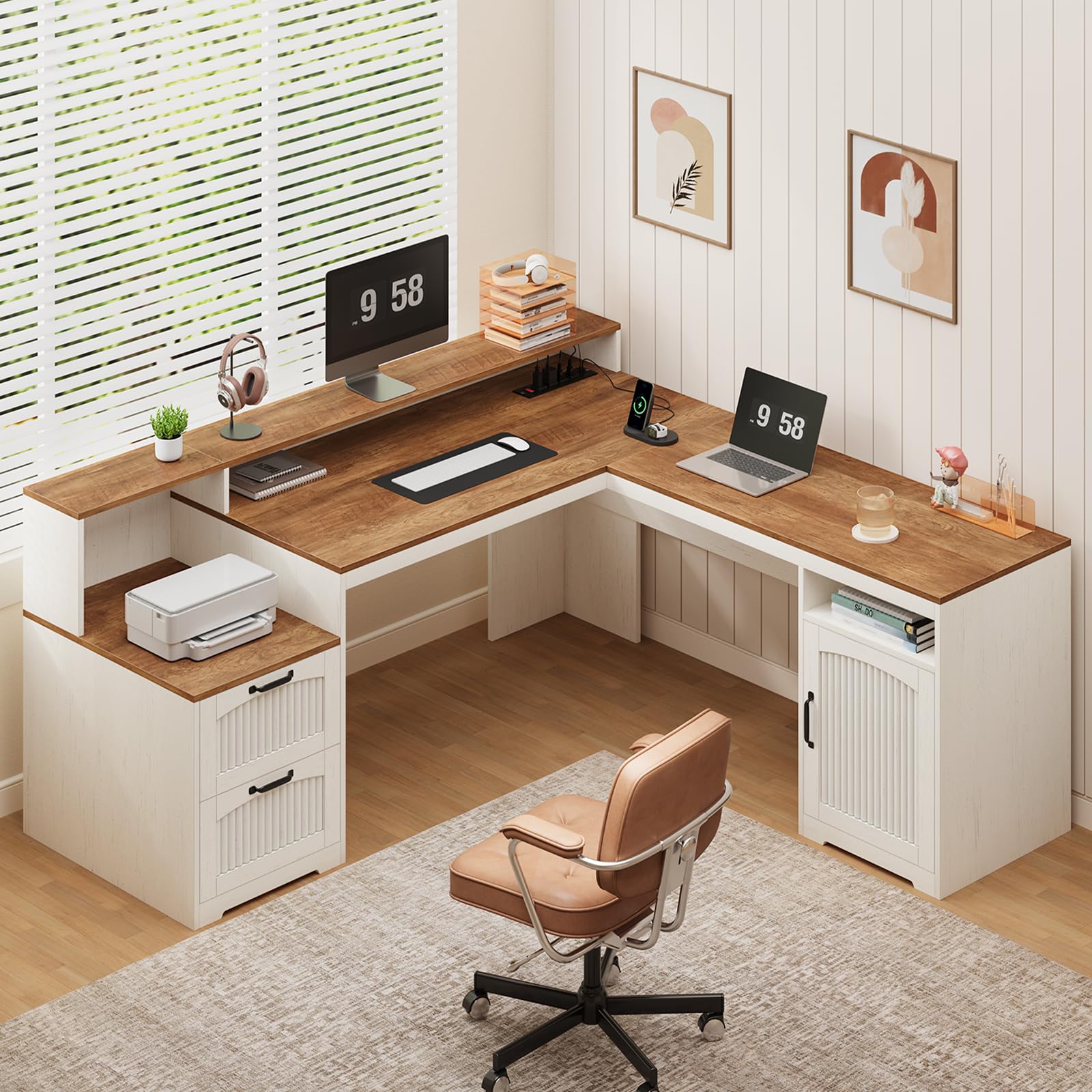 Home Office L Shaped Desk - 63