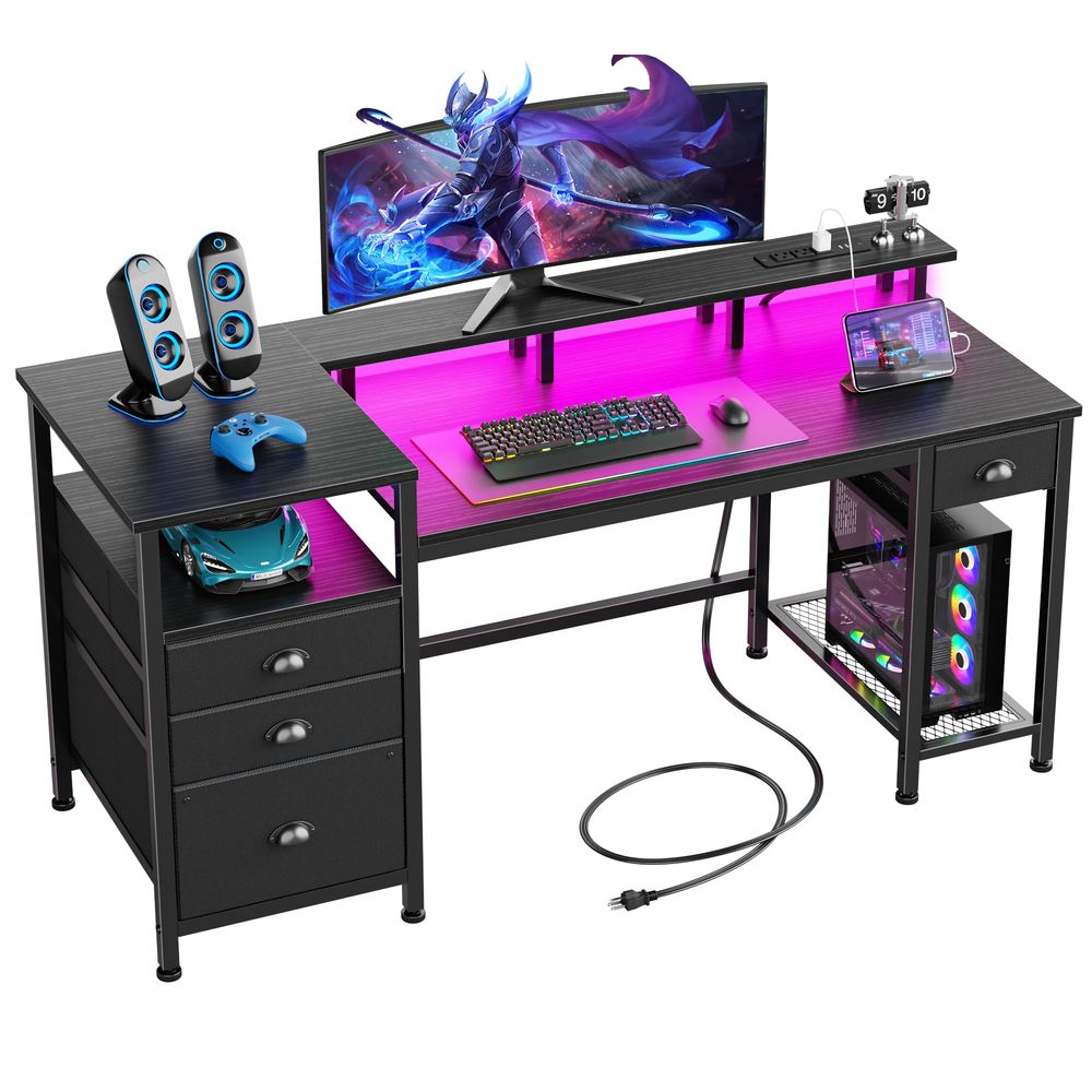 60 Black Computer Desk with 4  - Home Office L Shaped Desk review and price
