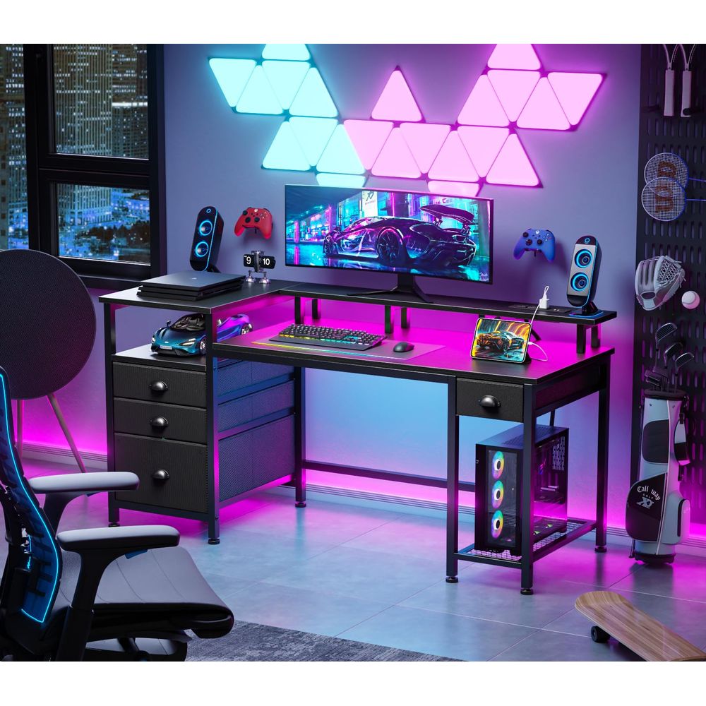 60 Black Computer Desk with 4  - Home Office L Shaped Desk review and price
