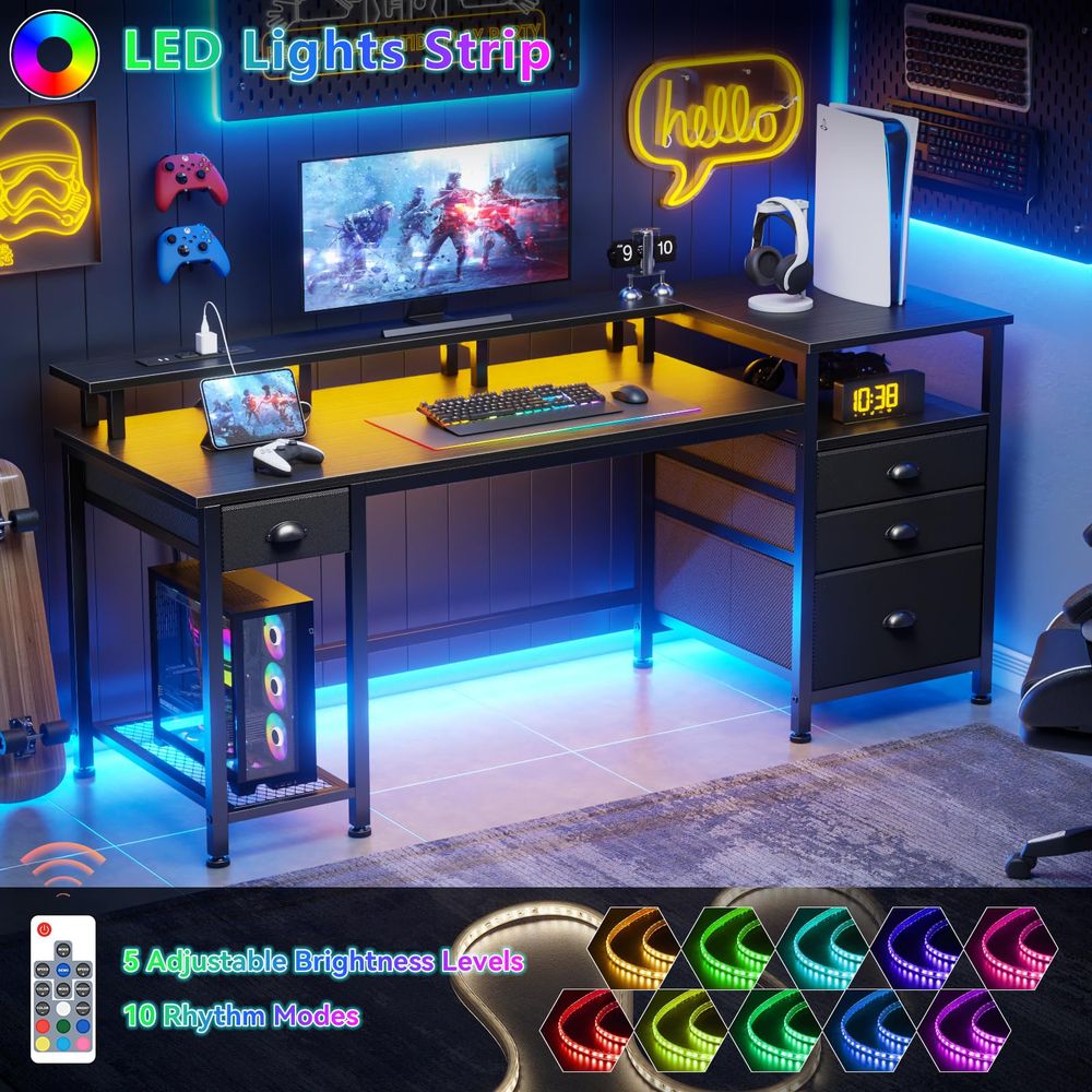 60 Black Computer Desk with 4  - Home Office L Shaped Desk review and price