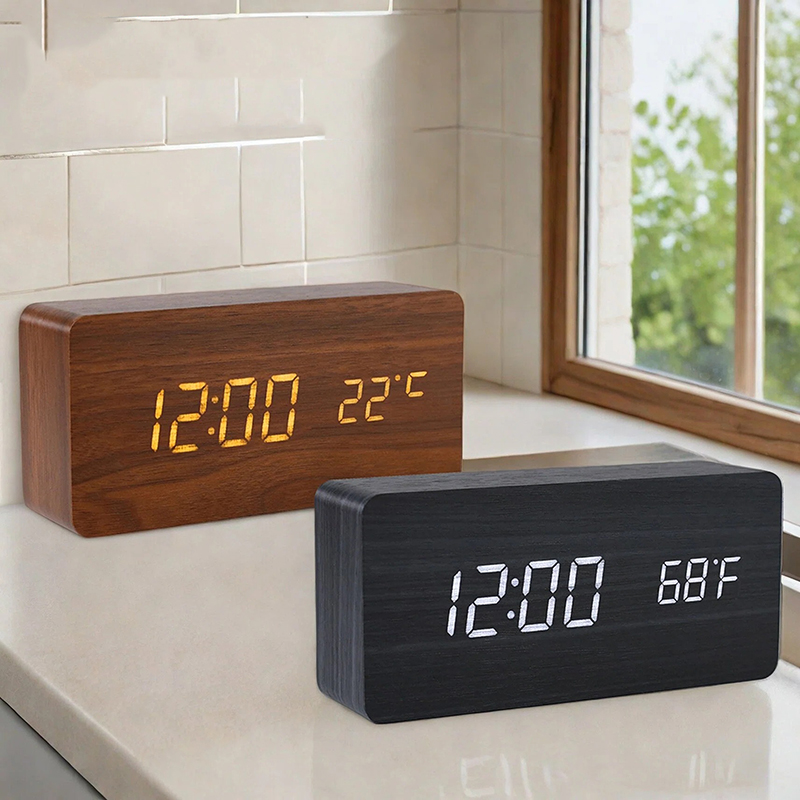 Wooden Digital Alarm Clock,LED - Led Desk Clock review and price