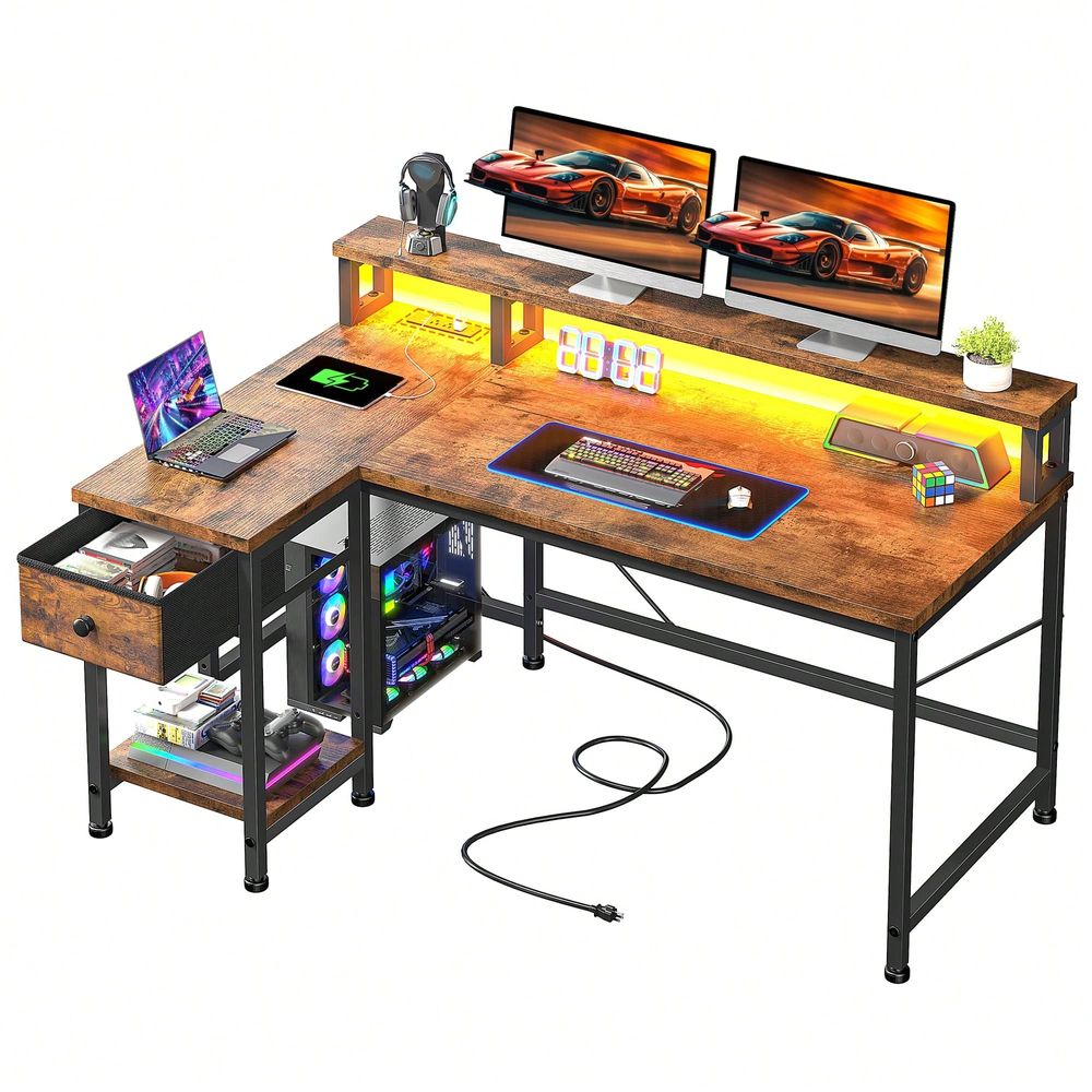 Brown L Shaped Gaming Desk Wit - Home Office L Shaped Desk review and price
