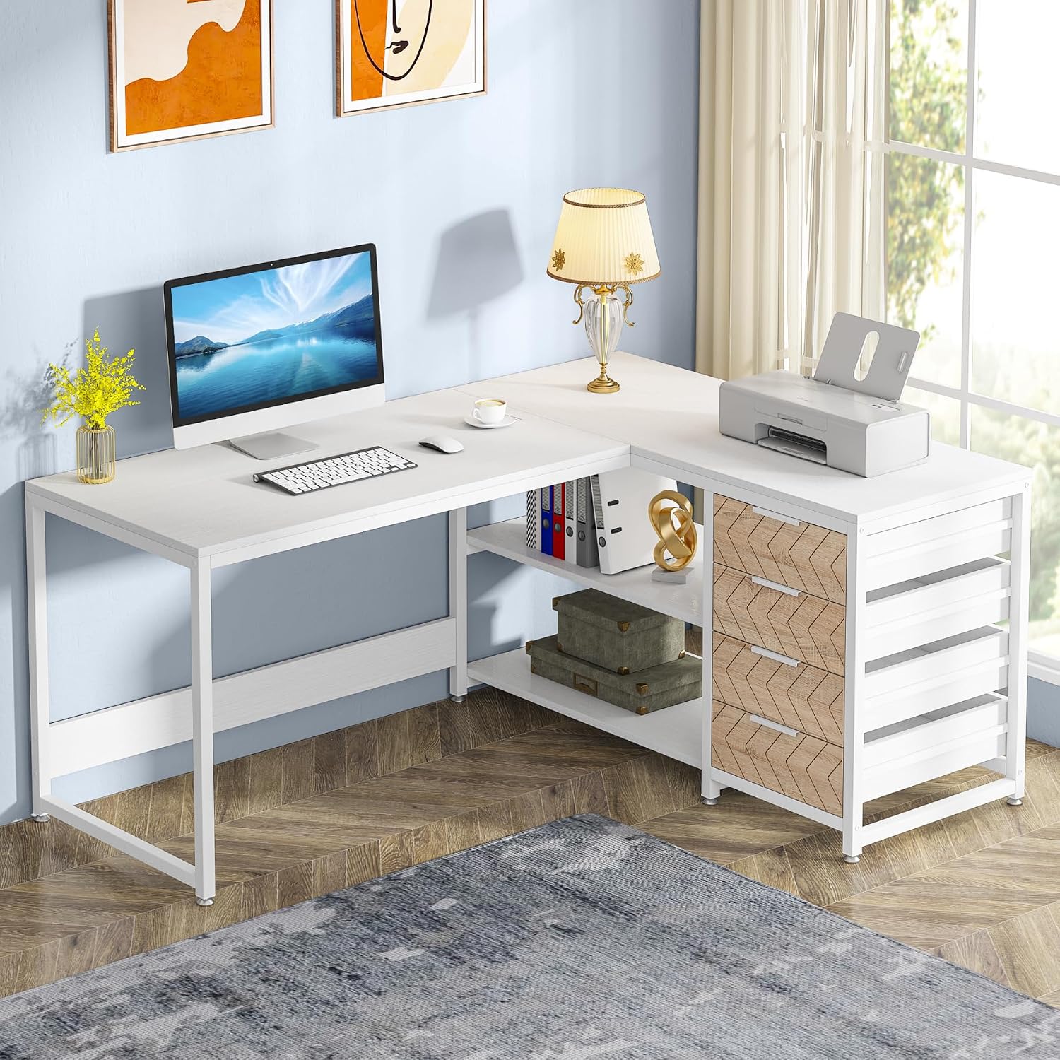 L Shaped Computer Desk with Dr - Home Office L Shaped Desk review and price