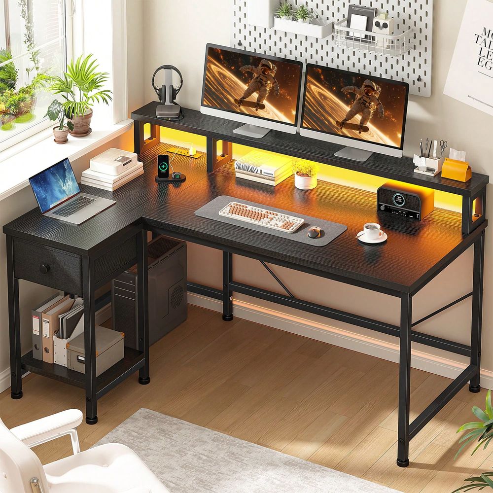 Black L Shaped Gaming Desk Wit - Home Office L Shaped Desk review and price