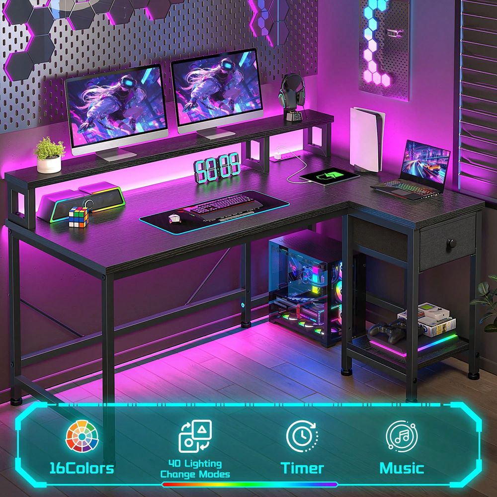 Black L Shaped Gaming Desk Wit - Home Office L Shaped Desk review and price