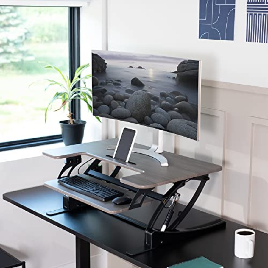 Dark Gray 36 Inch Standing Des - Home Office L Shaped Desk review and price