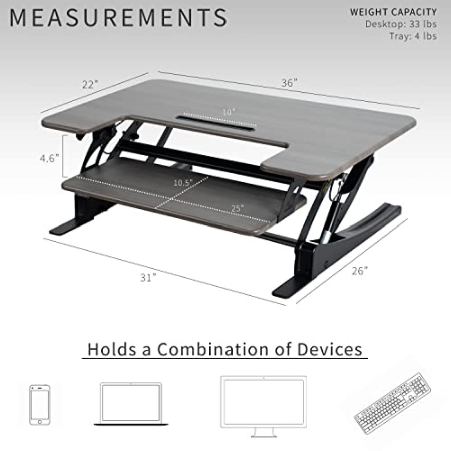 Dark Gray 36 Inch Standing Des - Home Office L Shaped Desk review and price