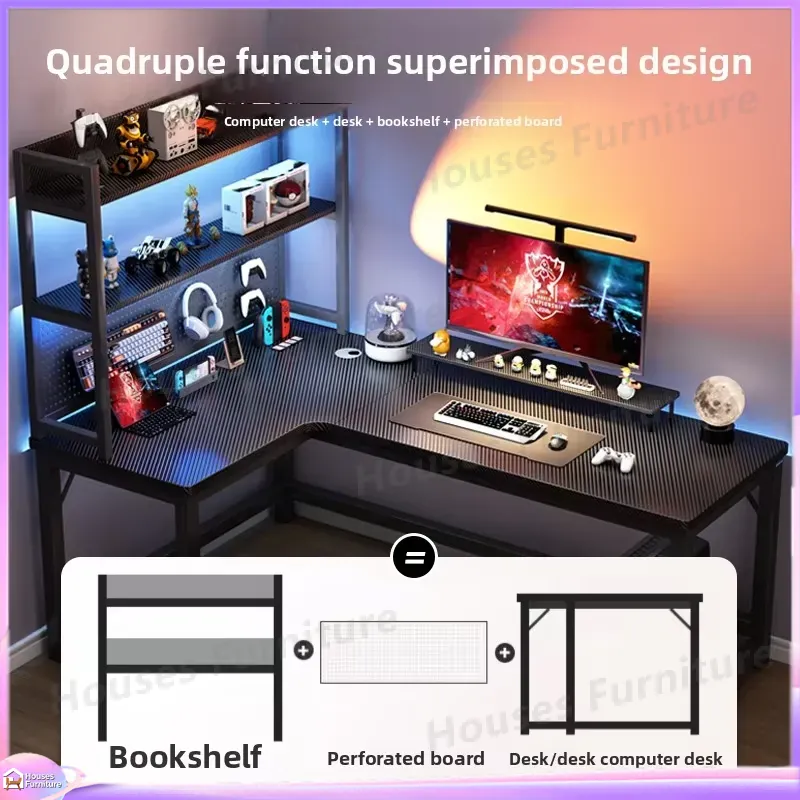 Wooden Corner Desk with Booksh - Home Office L Shaped Desk review and price
